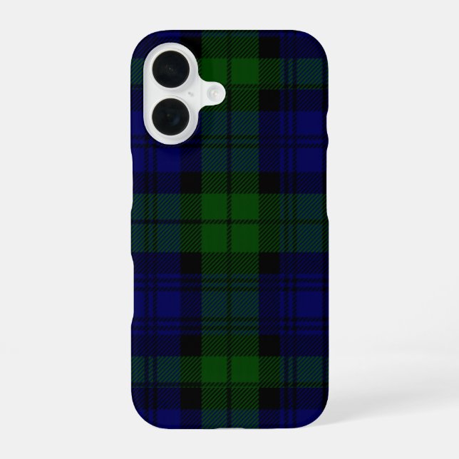 Funda Para iPhone 16 Black Watch Tartan Blue Green Plage (Reverso )