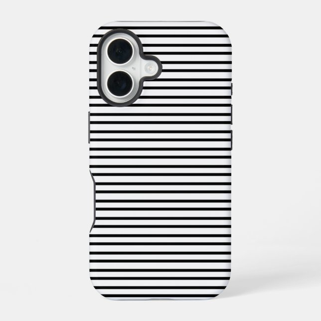 Funda Para iPhone 16 blanco con rayas negras (Reverso )