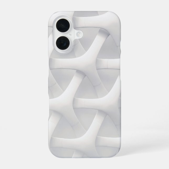 Funda Para iPhone 16 Blanco Geométrico 3D Moderno (Reverso )