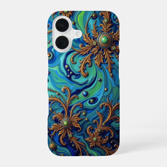 Funda Para iPhone 16 Bloom Cósmico: Flujo de Energía Surreal (Reverso )
