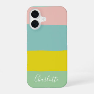Funda Para iPhone 16 Bloque de color pastel personalizado moderno minim