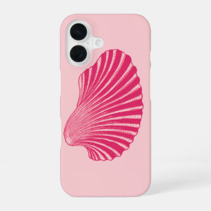 Funda Para iPhone 16 Bloque de impresión de concha de vieira, fucsia y