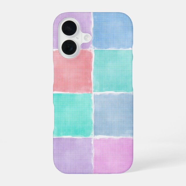 Funda Para iPhone 16 bloques de patchwork de gingham pastel (Reverso )