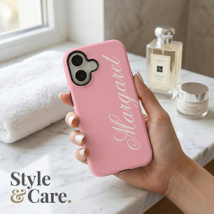 Funda Para iPhone 16 Blossom Pink Nombre Personalizado Elegante y con E