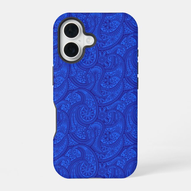 Funda Para iPhone 16 Blue Paisley (Reverso )