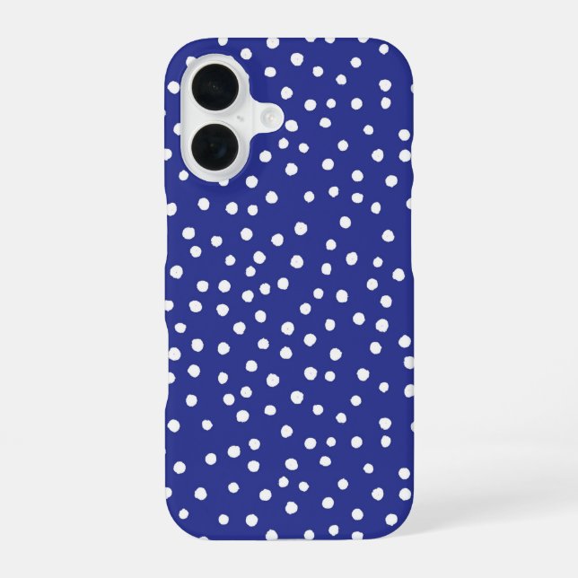Funda Para iPhone 16 Blue Polka Dot Pattern Phone Case (Reverso )
