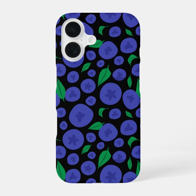 Funda Para iPhone 16 Blueberries Seamless Pattern (Reverso )