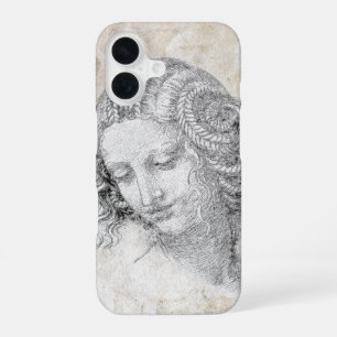 Funda Para iPhone 16 Boceto de Leonardo DaVinci Leda Pergamino Arte Ele