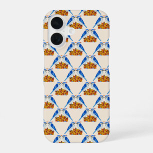 Funda Para iPhone 16 Boda de la caída de los gritos azules Patterned