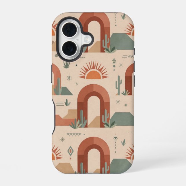 Funda Para iPhone 16 Boho Desert Arches Sunset Minimal Case (Reverso )