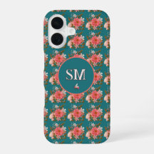 Boho Floral Rosa Monograma Personalizable