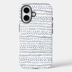 Funda Para iPhone 16 Boho Moderno Abstracto Mudcloth en Azul Marino