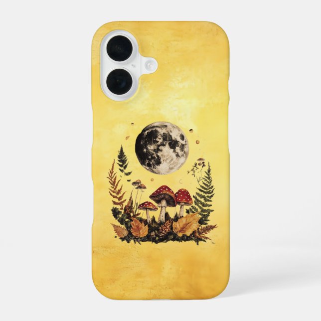 Funda Para iPhone 16 Boho Moon y Mushrooms iPhone 16 funda (Reverso )