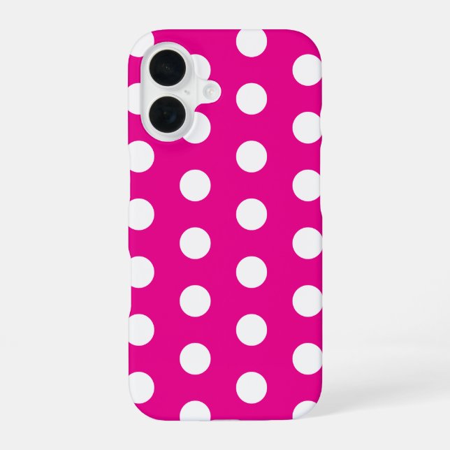 Funda Para iPhone 16 Bold White Polka Dots on Hot Pink  (Reverso )