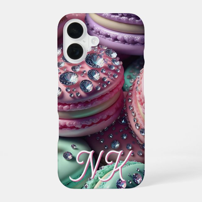 Funda Para iPhone 16 Bonito Brillo de Macarón Monogramado (Reverso )