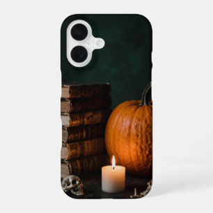 Funda Para iPhone 16 Books Pumpkin and Skull Autumn Case