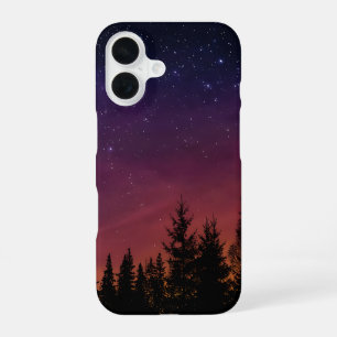 Funda Para iPhone 16 Bosque Noche Cielo Naturaleza con Escena de Bosque