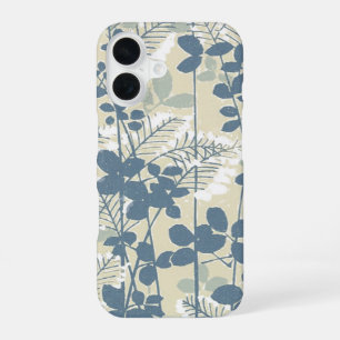 Funda Para iPhone 16 Botánico Japonés Azul Vintage: Helecho de Hoja Cre