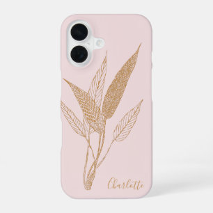 Funda Para iPhone 16 Botánico Rosa Minimalista Vintage Personalizado