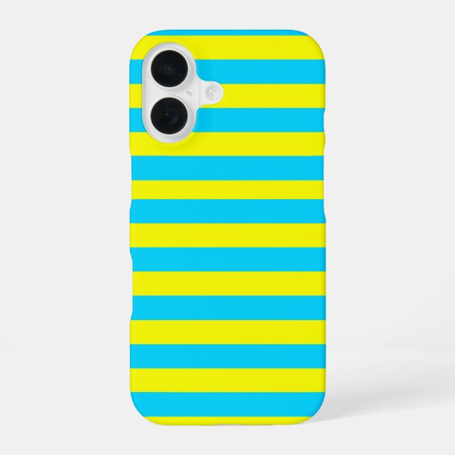 Funda Para iPhone 16 Bright Blue and Yellow Stripes  (Reverso )