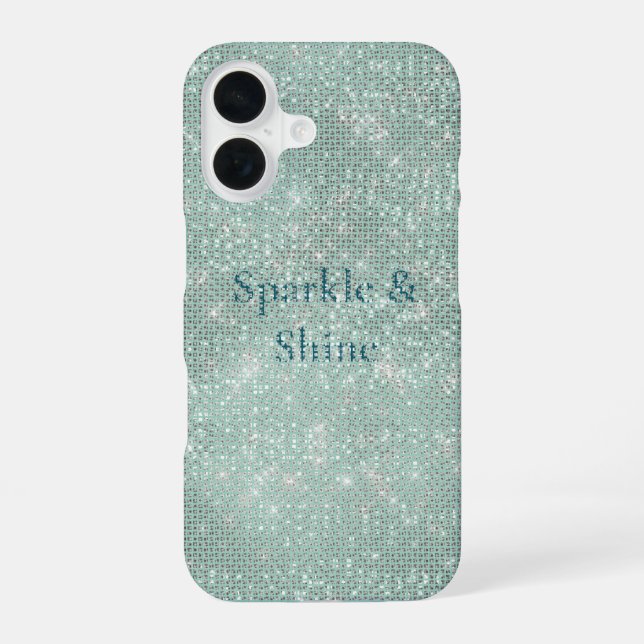 Funda Para iPhone 16 Brillo Glitzy Menta Femenina (Reverso )