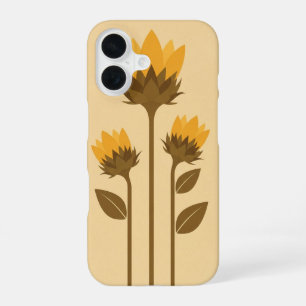 Funda Para iPhone 16 Brotes de girasol estilizados retro
