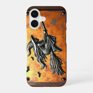 FUNDA PARA iPhone 16 BRUJA EN ESCOBA HALLOWEEN OCULTISMO
