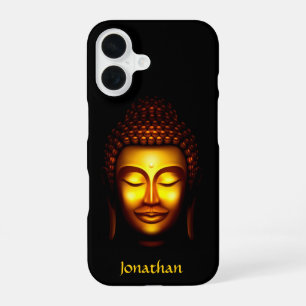 Funda Para iPhone 16 Buda sonriente personalizado dorado y negro