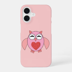 Funda Para iPhone 16 Búho Corazón de Amor Rosa