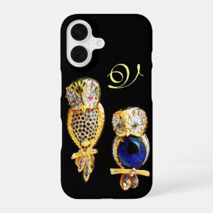 Funda Para iPhone 16 BÚHOS JOYA, Oro, Zafiro Azul, Topacio Perla Blanca