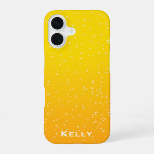 Funda Para iPhone 16 Burbujas de Cerveza Rubia con Nombre