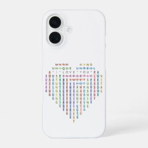 Funda Para iPhone 16 Búsqueda de palabras de amor - Rompecabezas del co