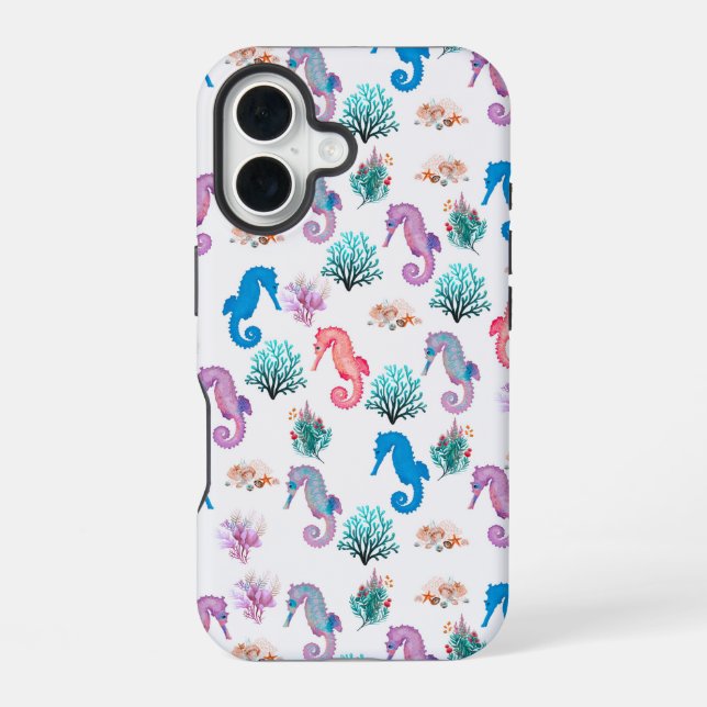 Funda Para iPhone 16 Caballitos de mar adorables (Reverso )