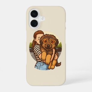 Funda Para iPhone 16 Cachorro Adorable con Gafas de Sol en Forma de Cor