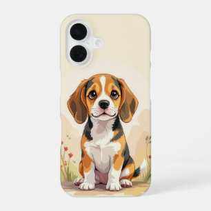Funda Para iPhone 16 Cachorro Beagle Tricolor Blanco Negro y Canela Ado