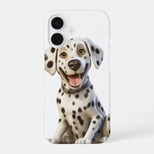 FUNDA PARA iPhone 16 CACHORRO DE DALMATA CON CARA FELIZ