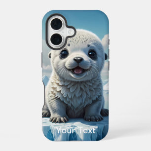 Funda Para iPhone 16 Cachorro de foca bebé Otterbox sentado en un icebe