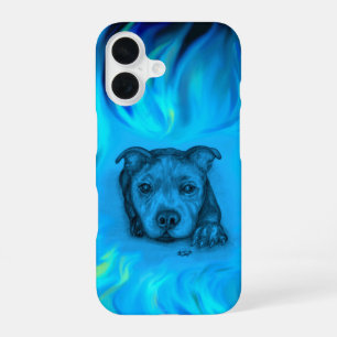Funda Para iPhone 16 Cachorro Staffy Azul