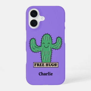 Funda Para iPhone 16 Cactus gratis Abrazos de nombres personalizados es