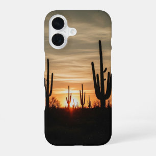 Funda Para iPhone 16 Cactus vintage al atardecer