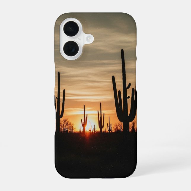 Funda Para iPhone 16 Cactus Vintage al Atardecer (Reverso )