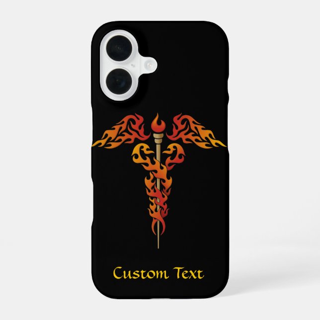 Funda Para iPhone 16 Caduceo de llamas (Reverso )