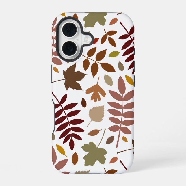 Funda Para iPhone 16 Cae en blanco el patrón Lg de hojas caídas (Reverso )