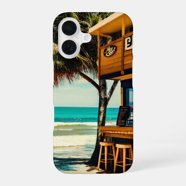 Funda Para iPhone 16 Café Bar de la playa de Bali (Reverso )
