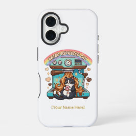 Funda Para iPhone 16 Café Personalizado Retro Espresso Gatito Lindo