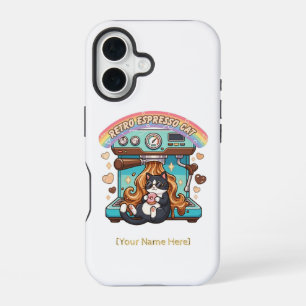Funda Para iPhone 16 Café Personalizado Retro Espresso Gatito Lindo