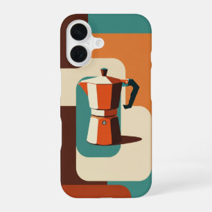 Funda Para iPhone 16 Cafetera Moka Geométrica Minimalista