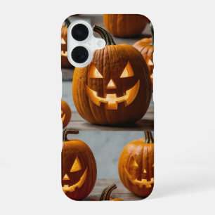 Funda Para iPhone 16 Calabaza Sonriente Cara Halloween