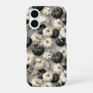 Funda Para iPhone 16 Calabazas elegantes en blanco y negro