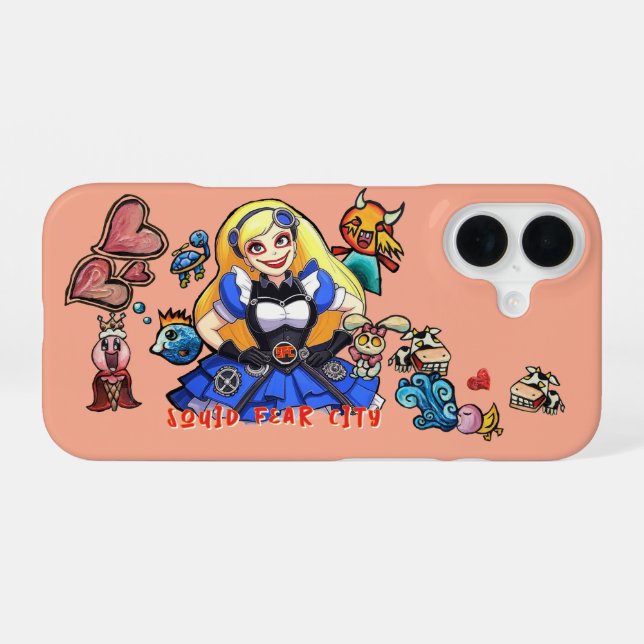 Funda Para iPhone 16 Calamar teme ciudad EDICIÓN ALICE  (Reverso Horizontal)